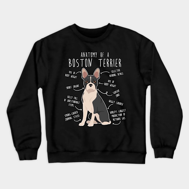 Boston Terrier Dog Anatomy Crewneck Sweatshirt by Psitta